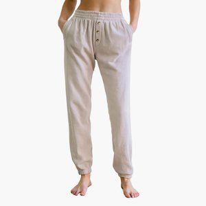 Donni Vintage Henley Fleece Jogger Sweatpant Stone Size Small